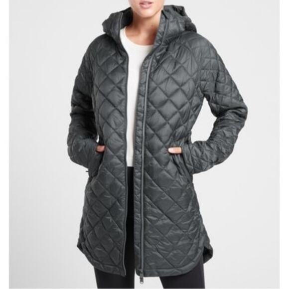 Athleta Whispered Featherless Parka Puffer Jacket Gray Womens Size M - Picture 1 of 13